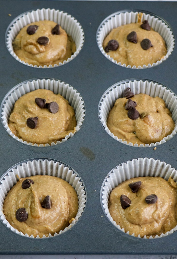 Unbaked batter in muffin tin.