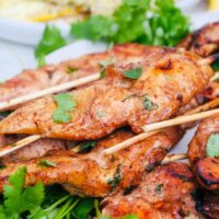 chicken skewers in chipotle marinade.