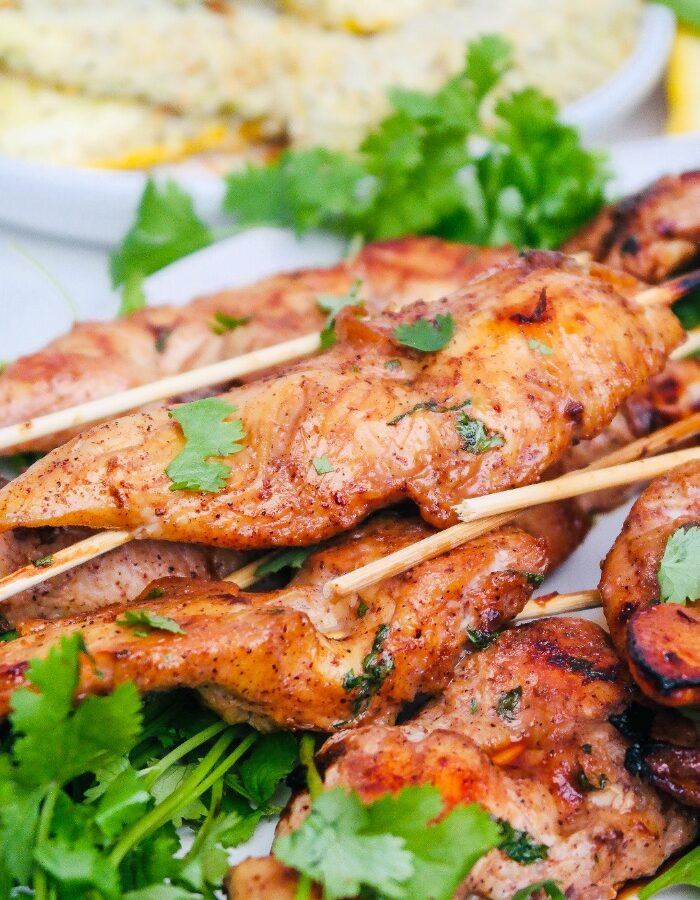 chicken skewers in chipotle marinade.