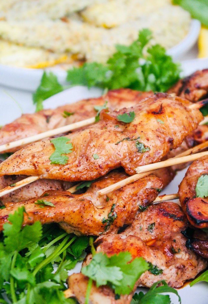 chicken skewers in chipotle marinade.