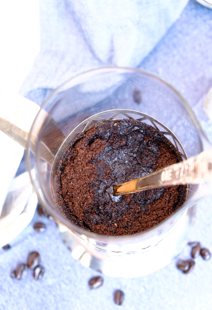 Coffee concentrate in a cold press.