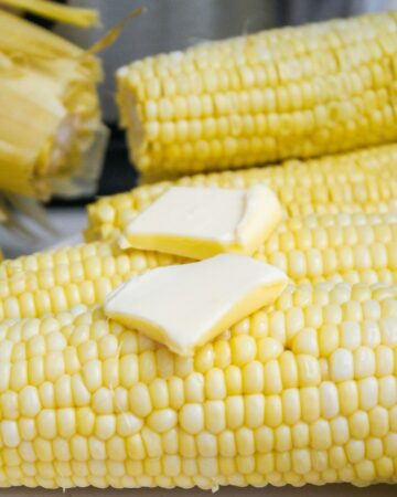 Instant Pot corn on the cob with butter on top.