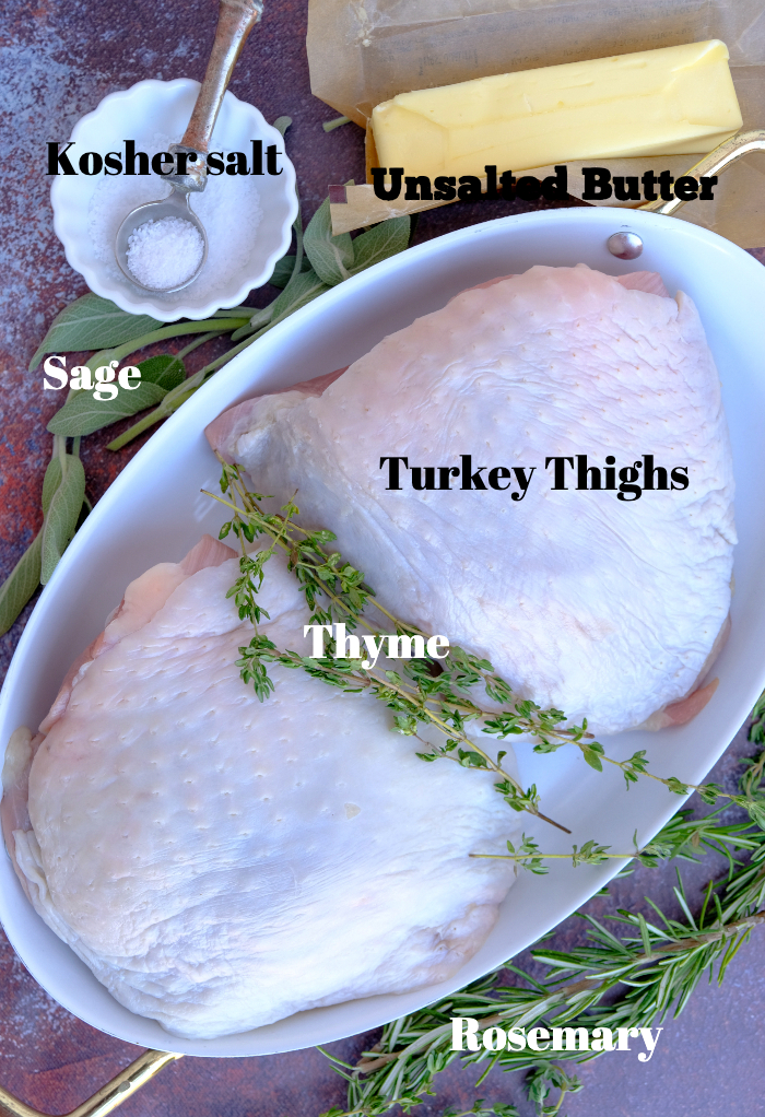 Ingredients for baked turkey thigh recipe.