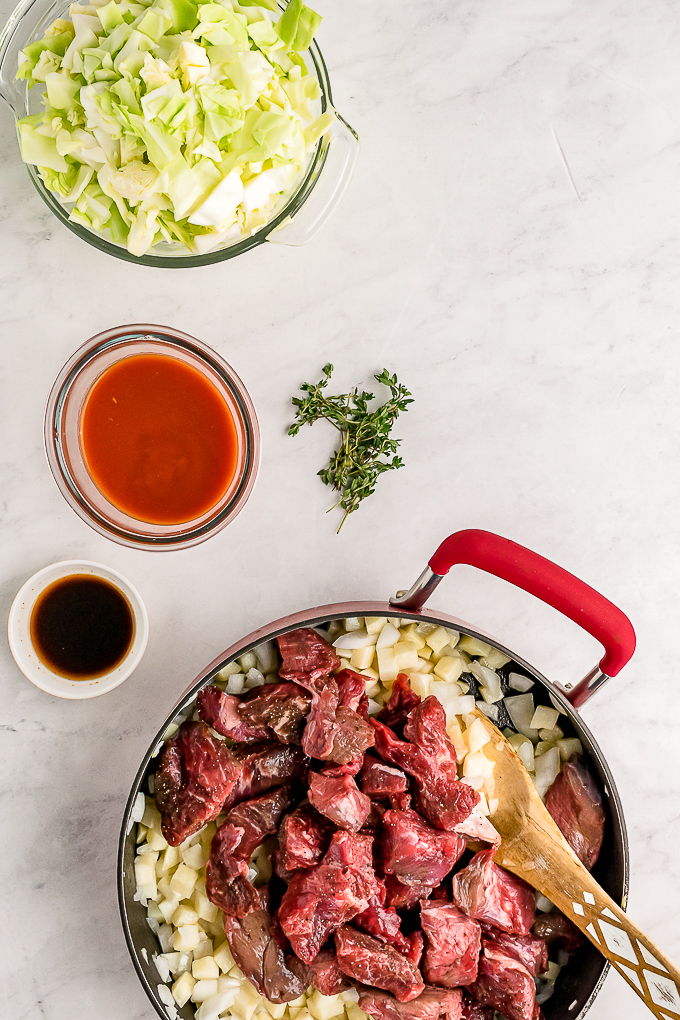 filling for a savory galette in a large skillet.