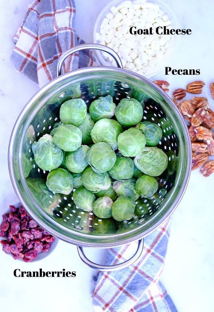 Ingredients for Brussel sprouts salad.