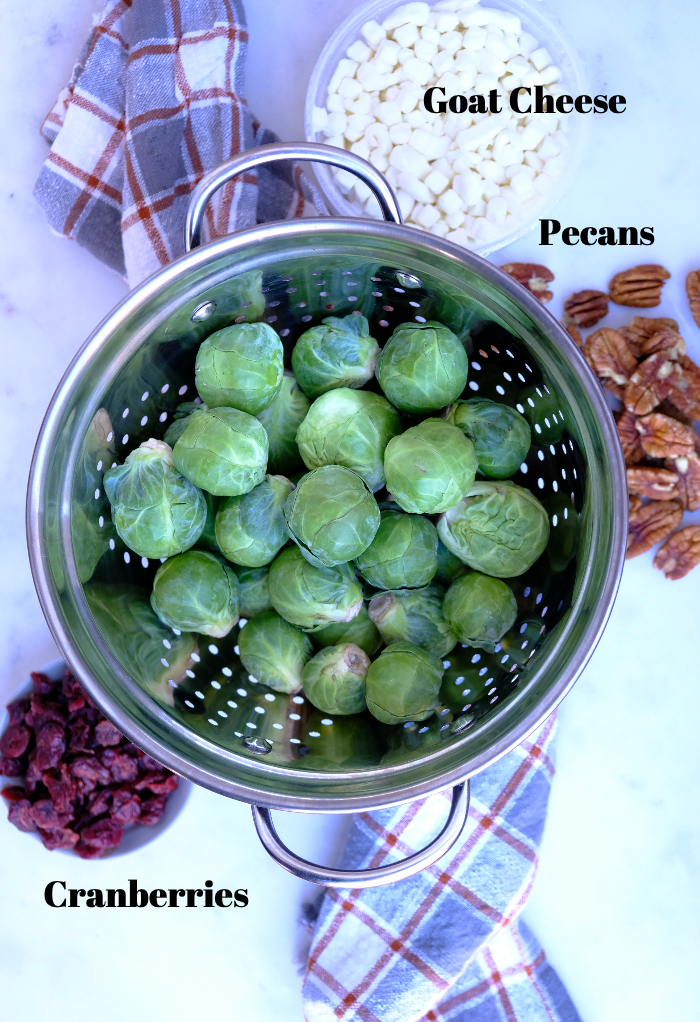 Ingredients for Brussel sprouts salad.