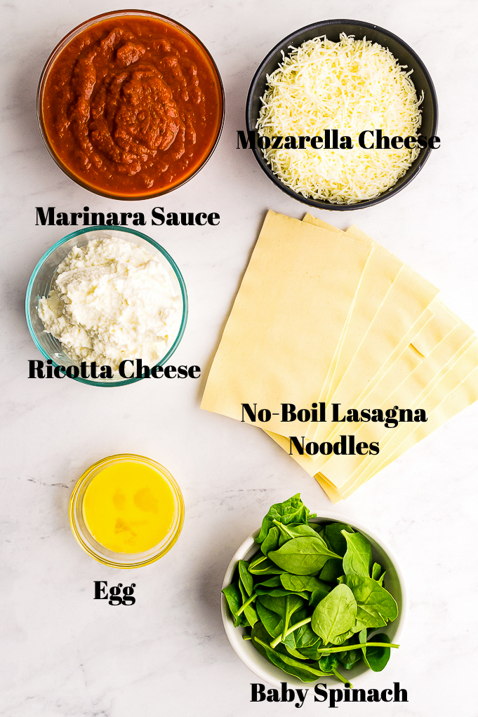 Ingredients to make spinach manicotti.