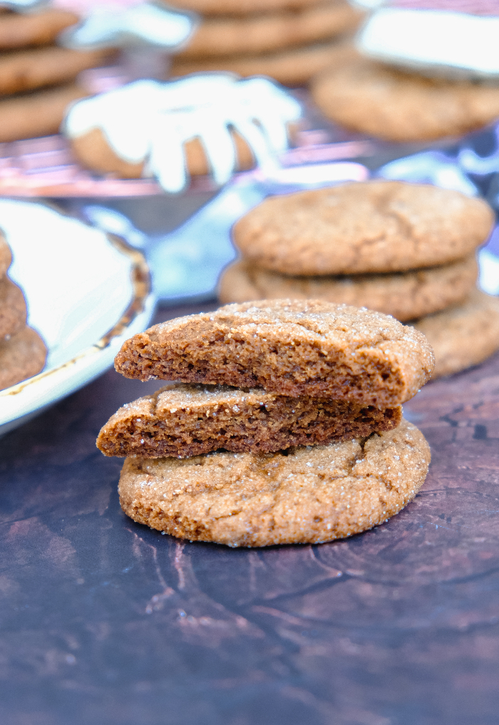 A stack of crispy gingersnap cookies ready to eat. 