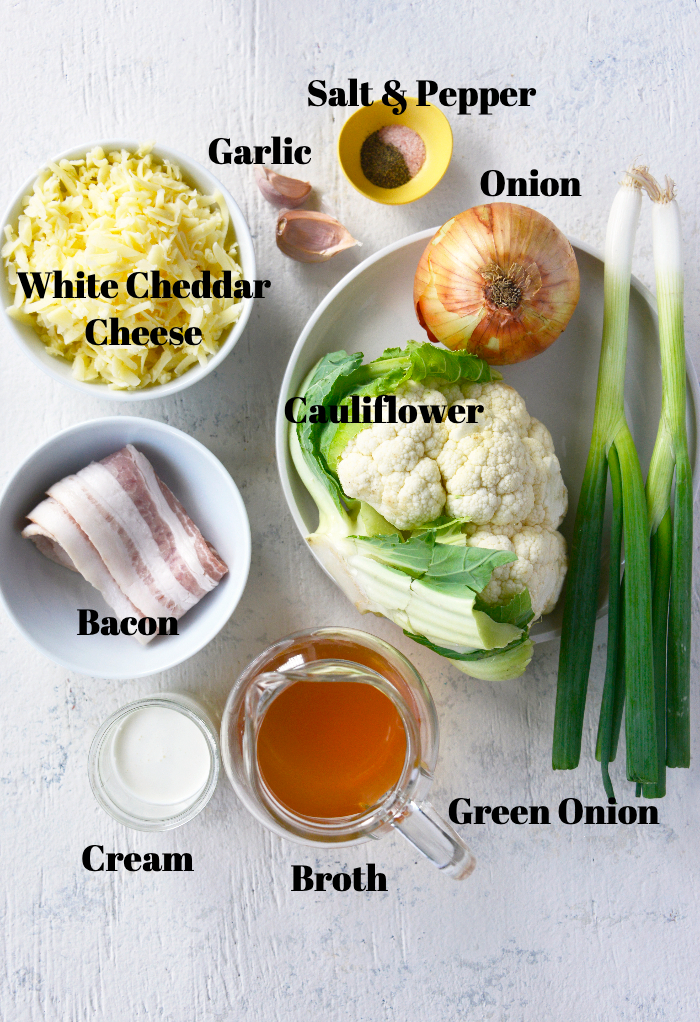 Ingredients to make cauliflower soup in an Instant Pot.