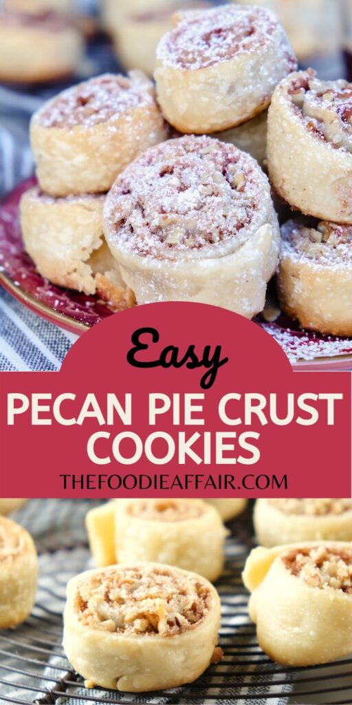 Pie crust cookies filled with a cinnamon sugar mix and chopped pecans. Easy delicious cookies #cookies #bake #PieDough