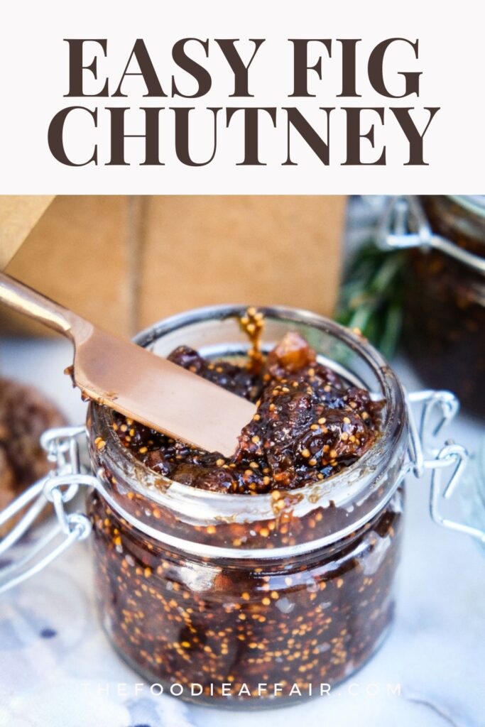 Easy fig chutney recipe with balsamic vinegar and cinnamon. Delicious to add to a cheese and meat platter or serve as a spread on sandwiches. #Chutney #Fig #Jam #EasyRecipe