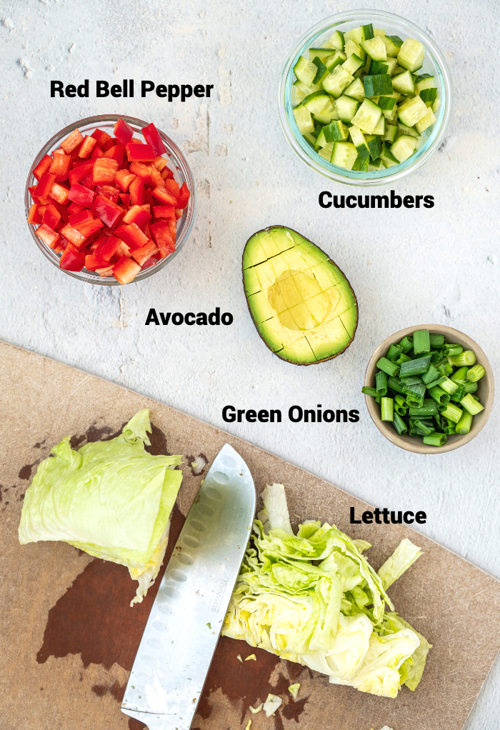 Ingredients to make green goddess salad. 