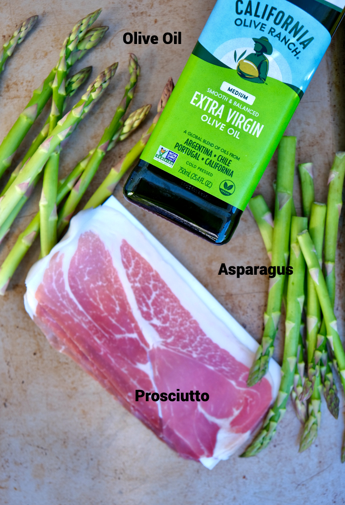 Ingredients to make Prosciutto wrapped Asparagus. 