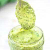 Green Goddess Salad Dressing in a mason jar.