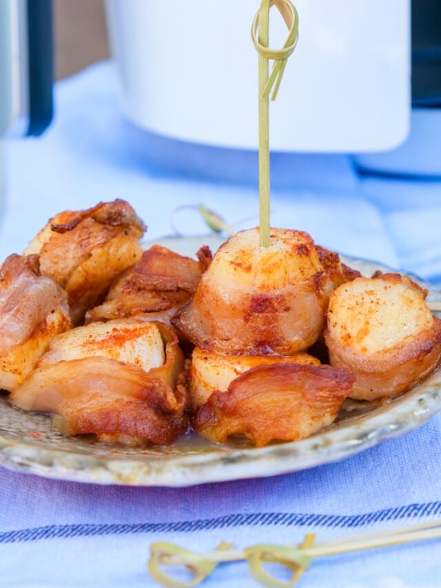 AIR FRYER SCALLOPS WRAPPED IN BACON STORY • The Foodie Affair