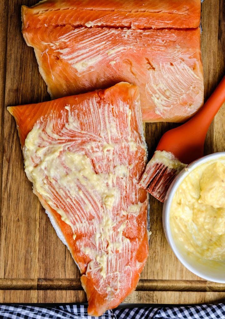 Butter mix on top of salmon before cooking. 