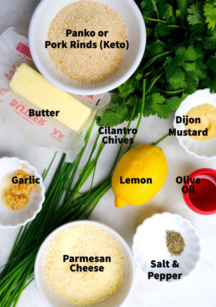 Ingredients to make parmesan crusted salmon.