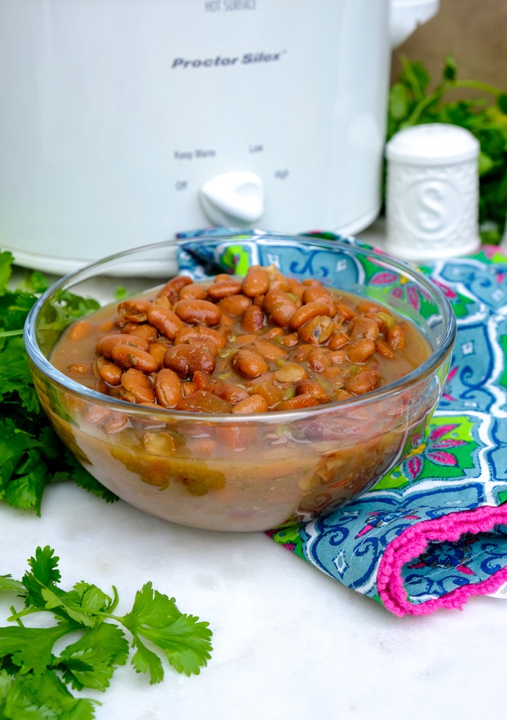 Pinto beans make in a crock pot before refrying. 