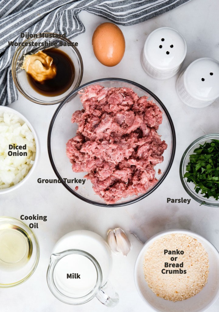 Ingredients to make turkey meatballs in an air fryer. 