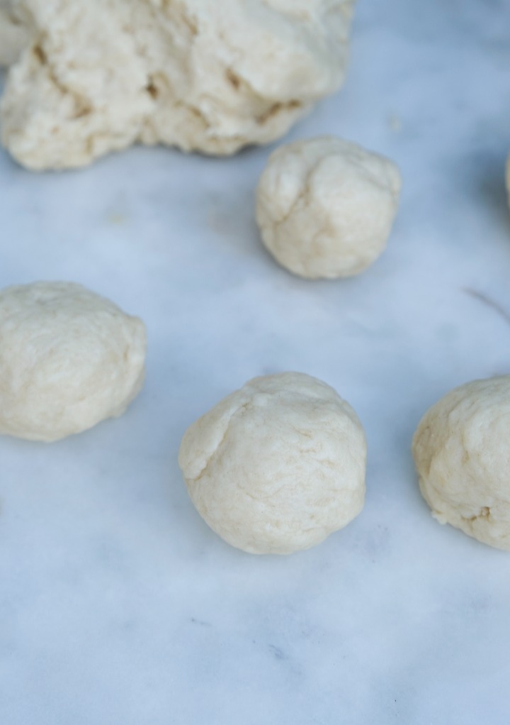 Tortilla dough before rolling it to cook. 