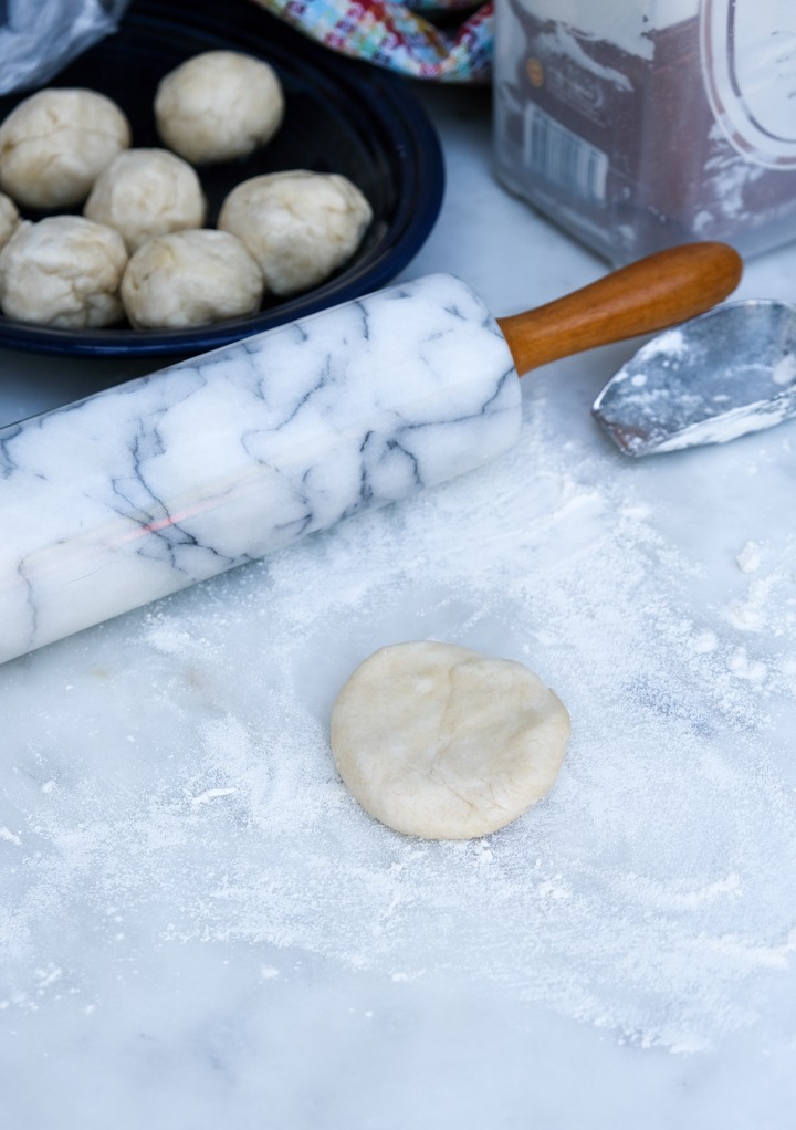 Tortilla dough before rolling into a circle. 