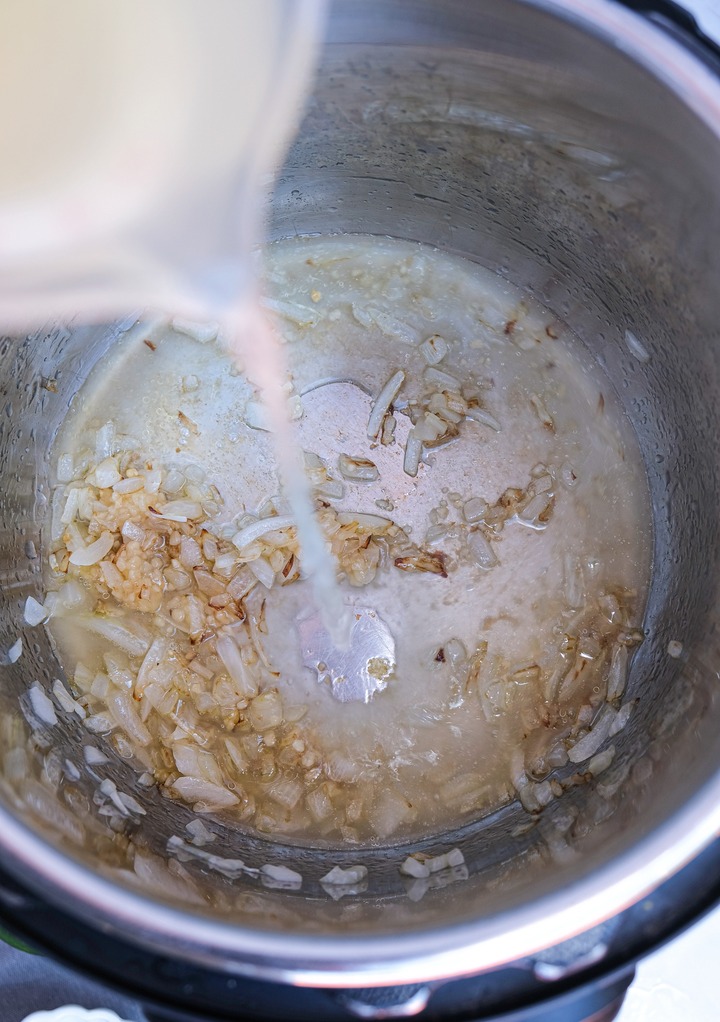 Adding Broth to an Instant Pot. 