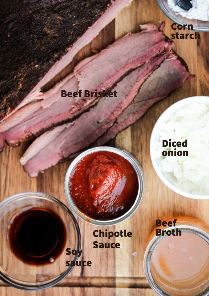 Ingredients to make leftover brisket tacos.