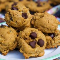 Gluten free pumpkin oatmeal cookies with chocolate chips.