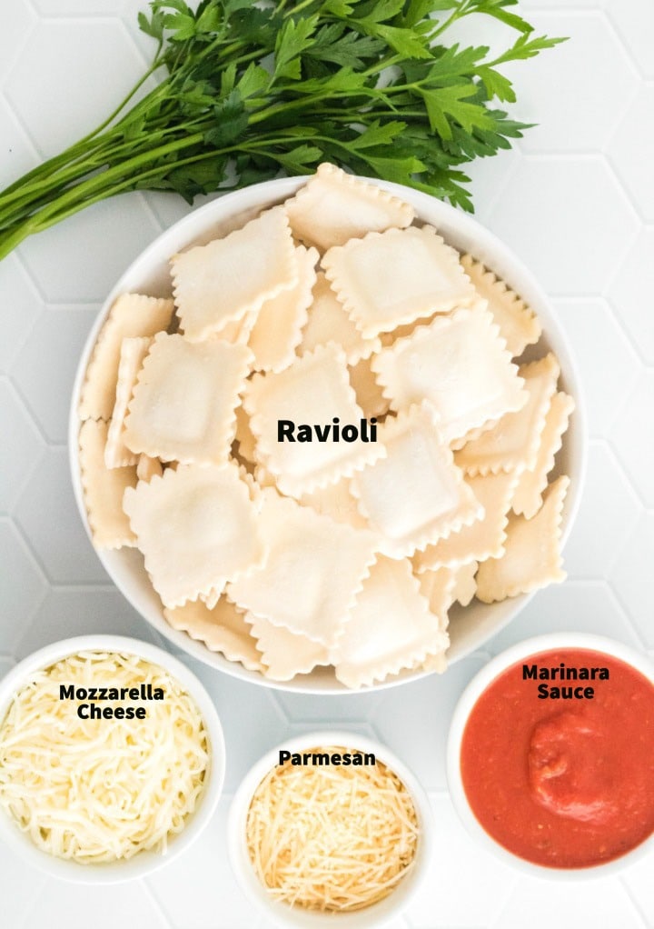 Ingredients to make ravioli lasagna recipe.