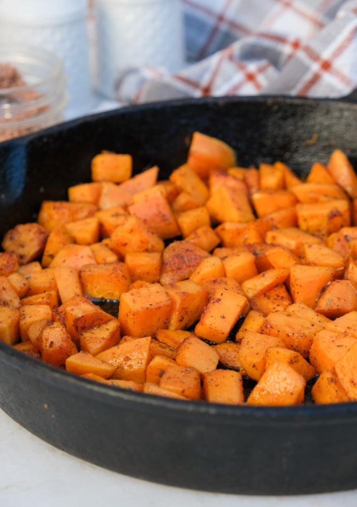 How to saute sweet potatoes in a skillet. 