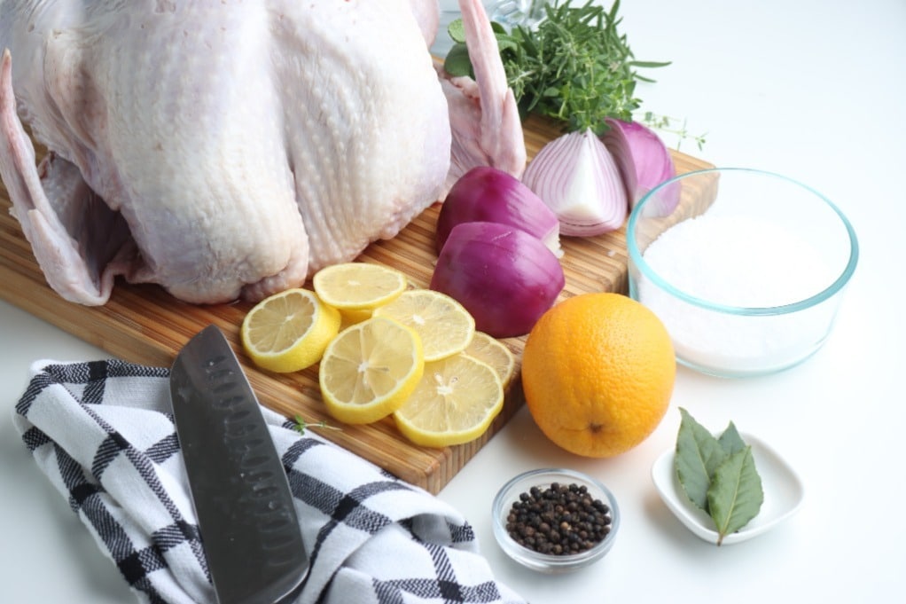 Ingredients to make a turkey brine solution. 