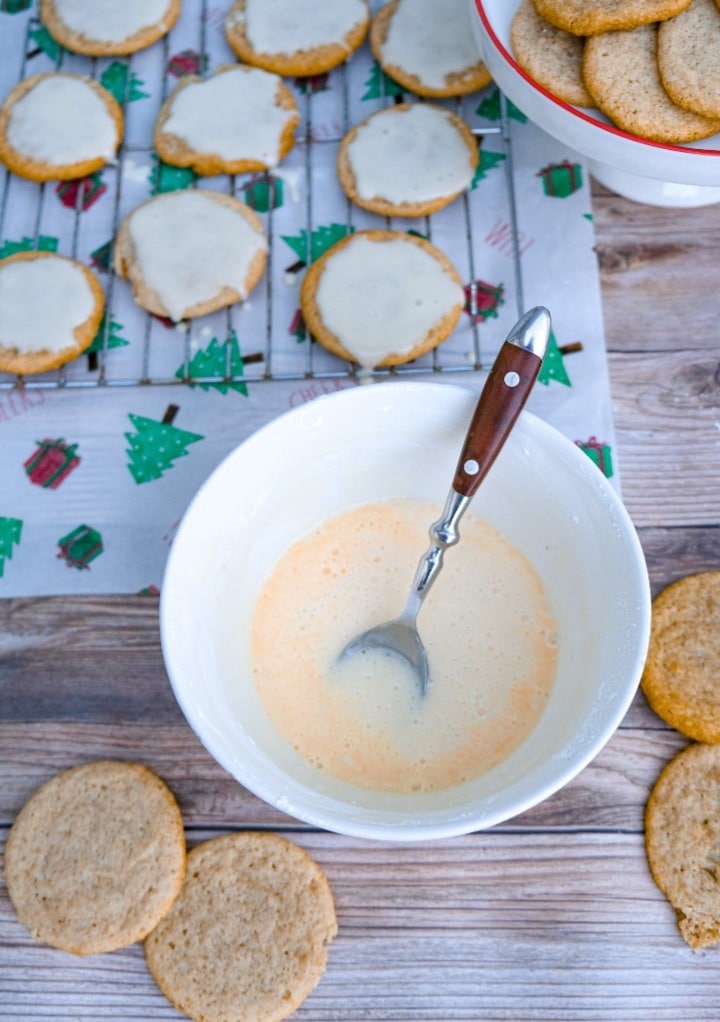 Eggnog cookies with a glaze on the cookies.