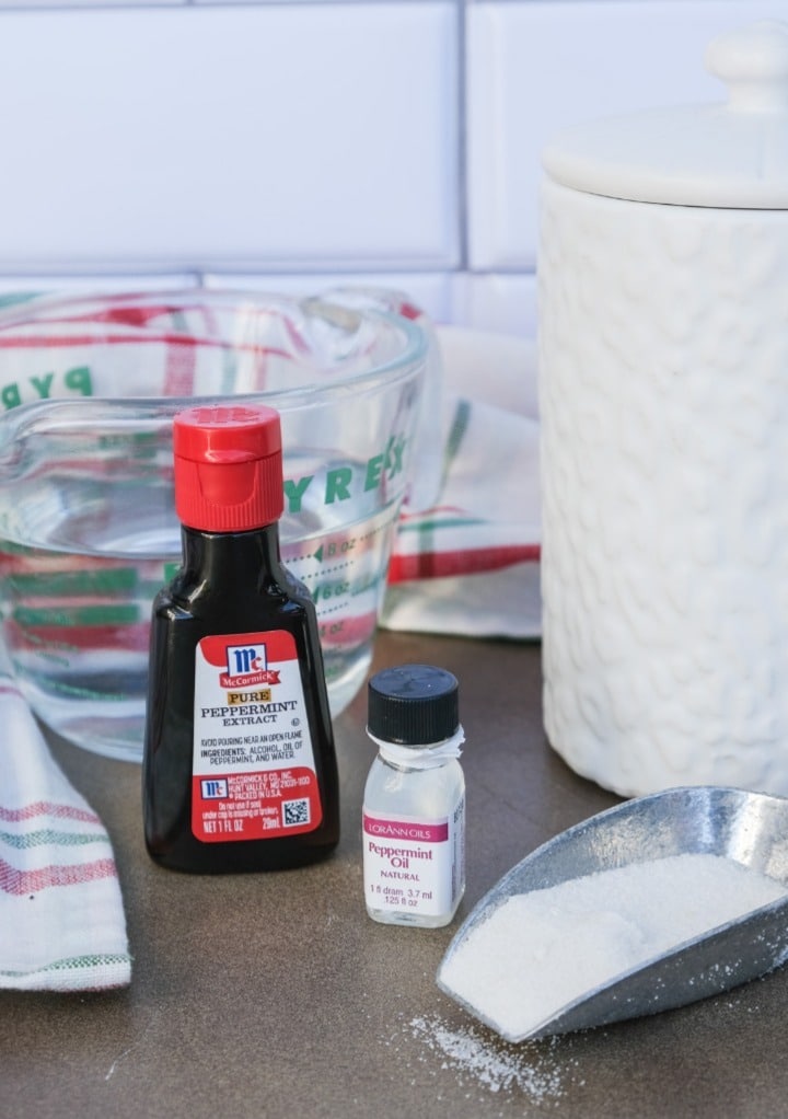 Ingredients to make your own peppermint syrup.
