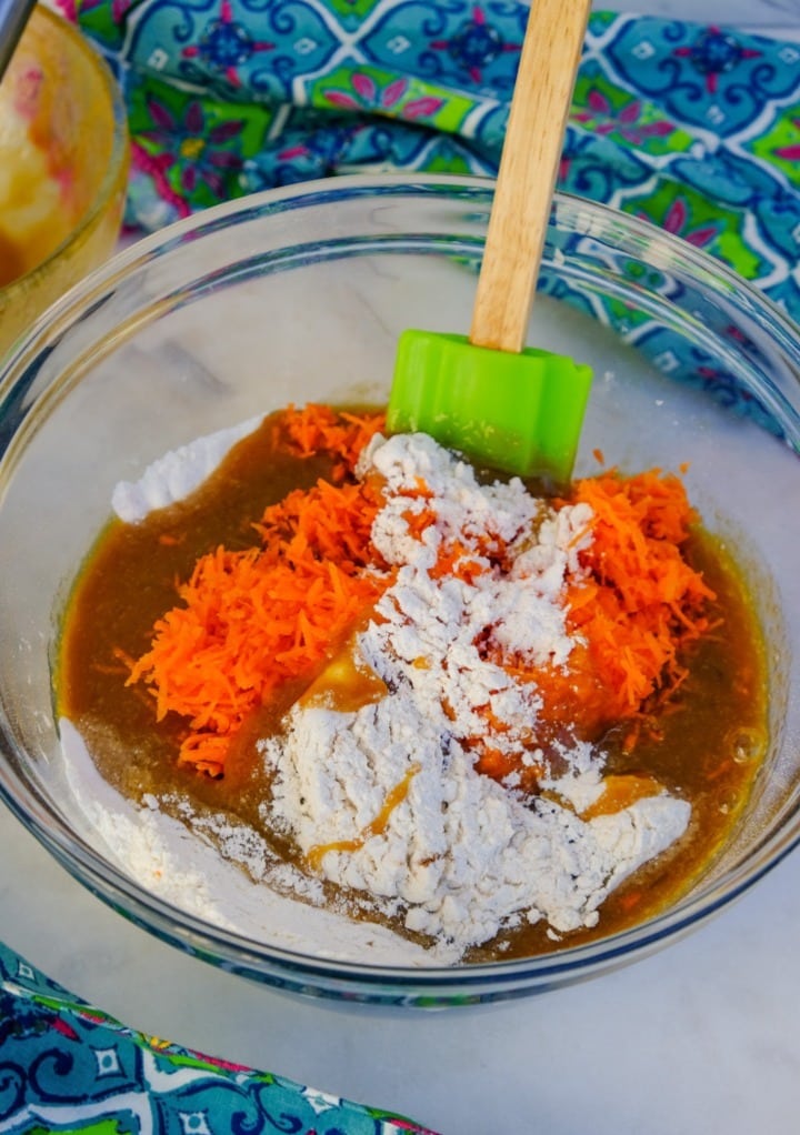 Batter before baking quick bread. 