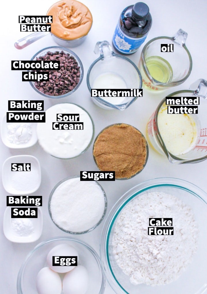 Ingredients to make cupcakes and frosting from scratch.