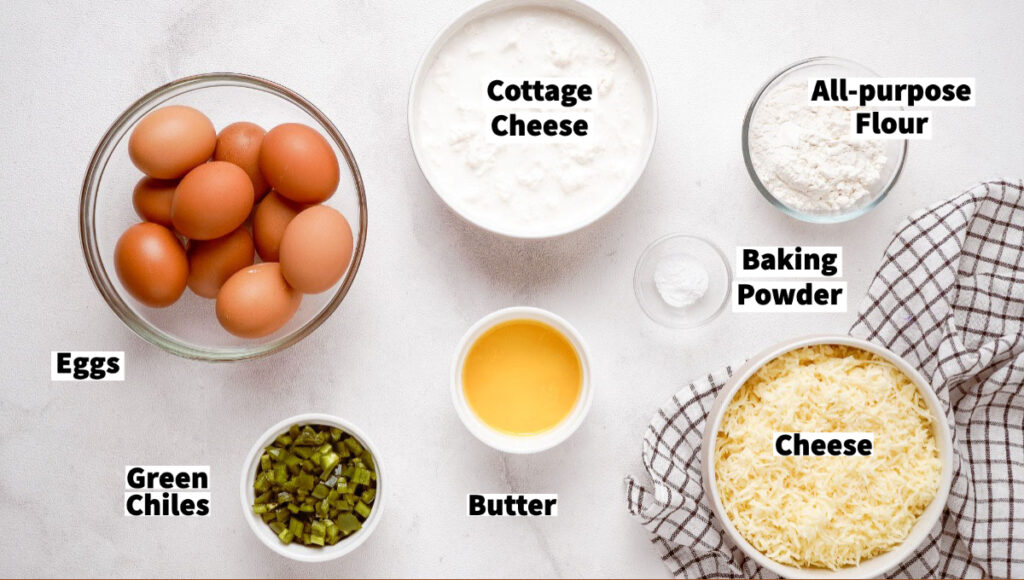 Ingredients to make an egg casserole for brunch. 