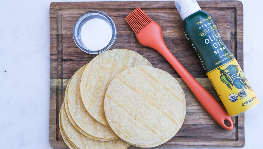 Ingredients to make healthy homemade tortilla chips