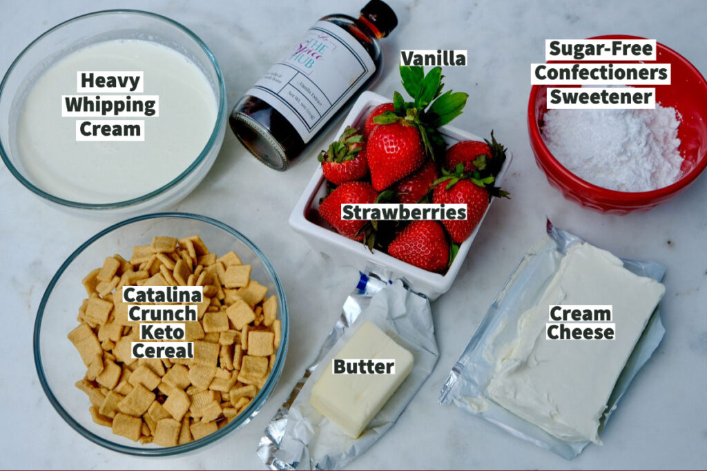 Ingredients for strawberry icebox cake recipe.