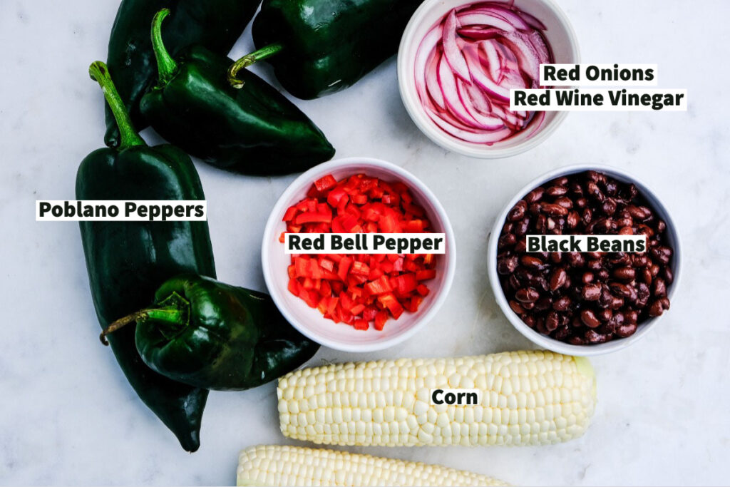 vegetable ingredients to make chile rellenos. 