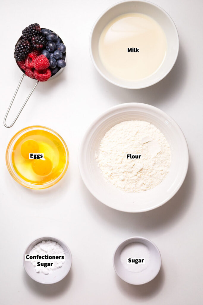 Ingredients to make crepes.