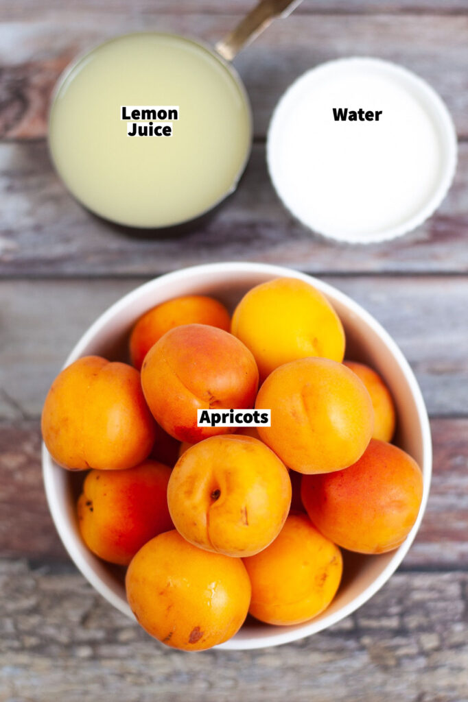 Ingredients for dehydrated apricots.