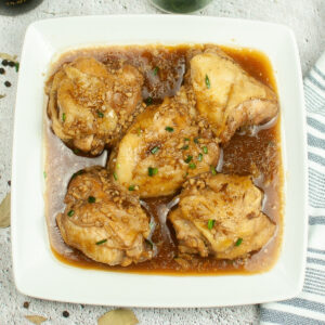 Chicken adobo cooked in an Instant Pot.