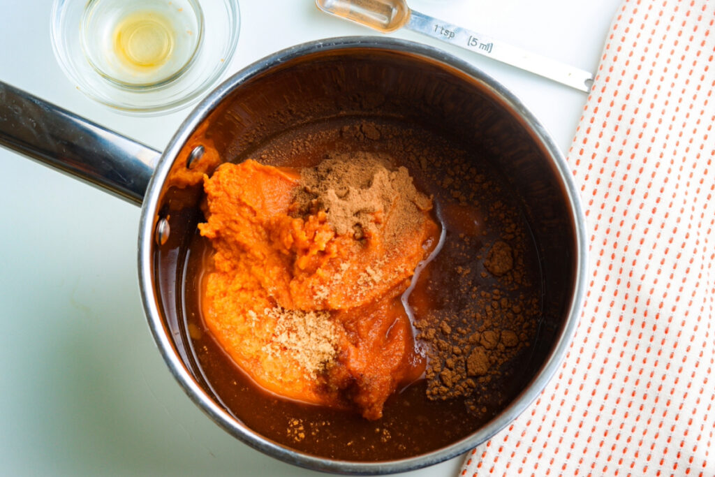 Ingredients in a saucepan before cooking. 