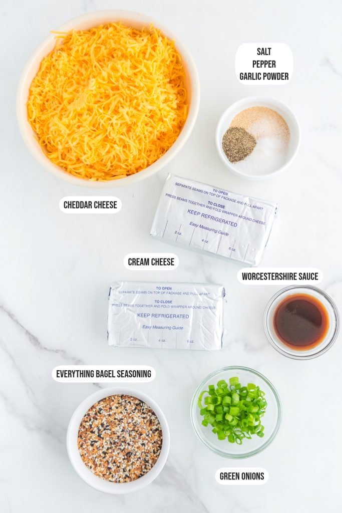Ingredients for a cheese ball. 