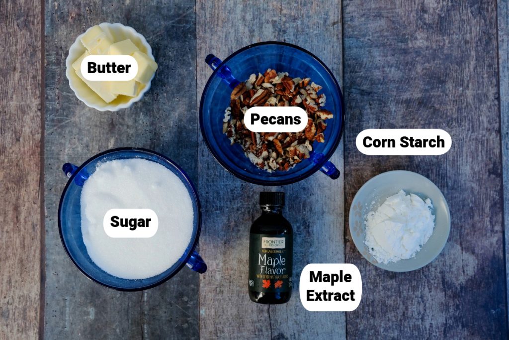 Ingredients to make pecan maple syrup.