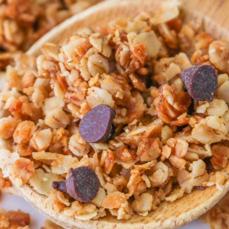 A spoonful of homemade nut free granola.