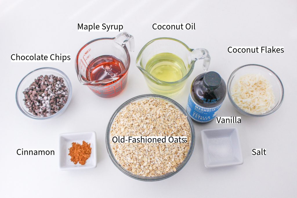 Ingredients to make homemade granola. 