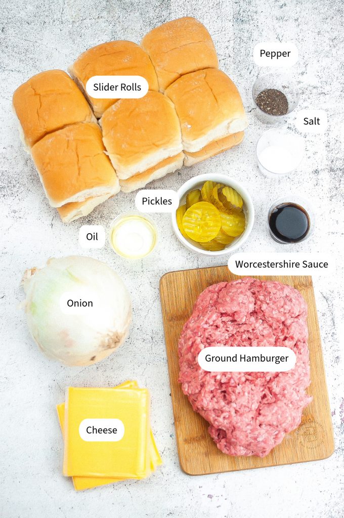 Ingredients to make mini hamburgers.