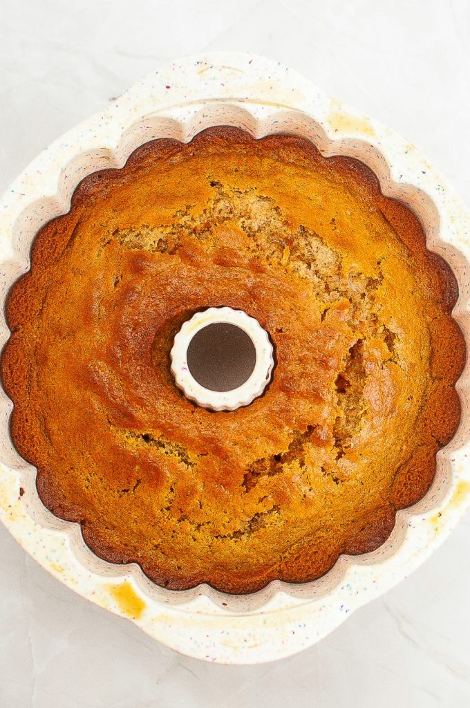 Baked Carrot Cake in a bundt pan.