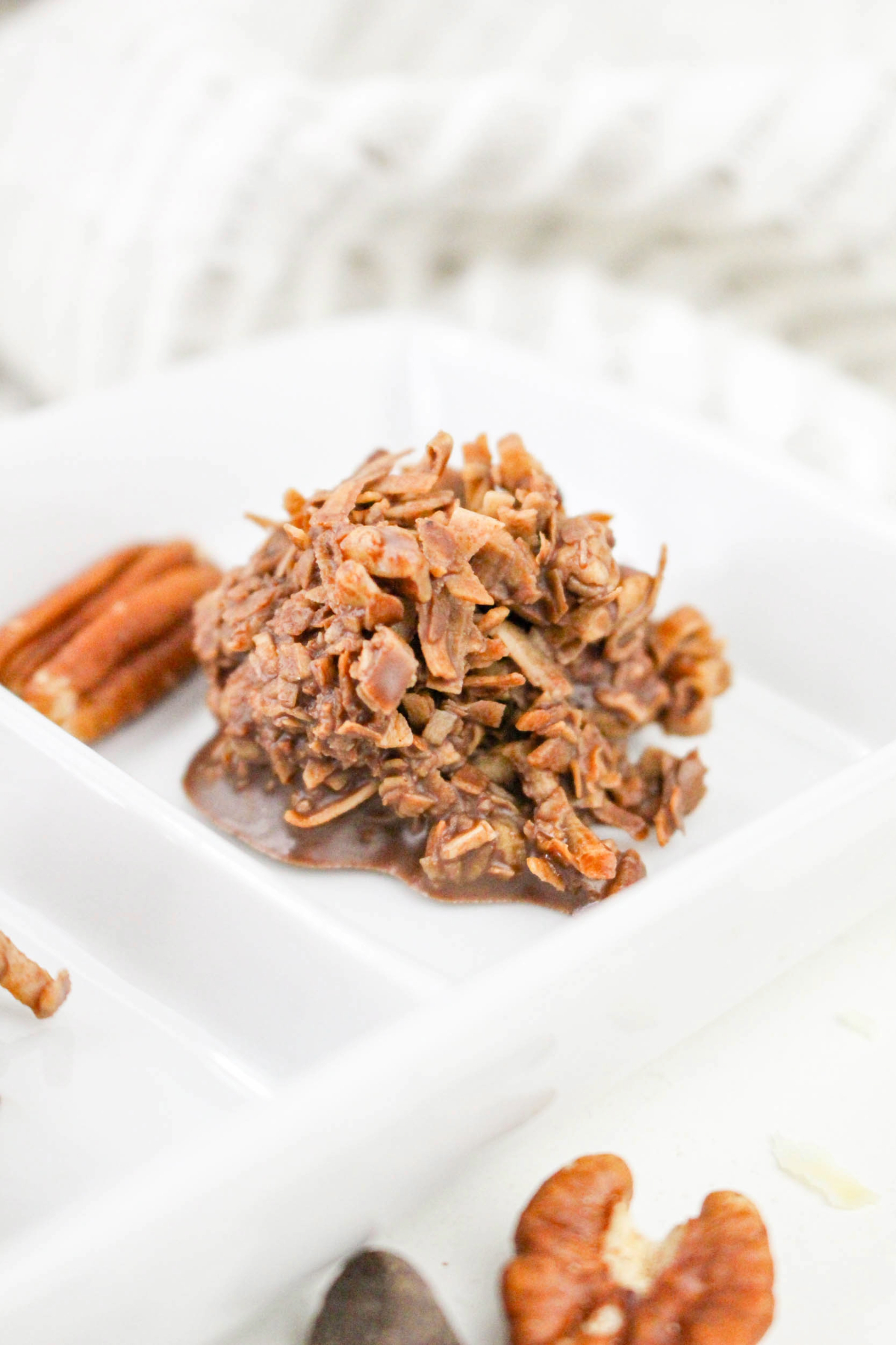 Keto coconut cluster on a plate.